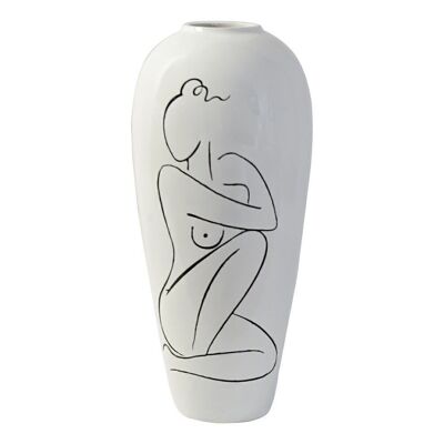 VASE RÉSINE 34X34X73,5 BRILLANT ABSTRAIT FEMME JR190397