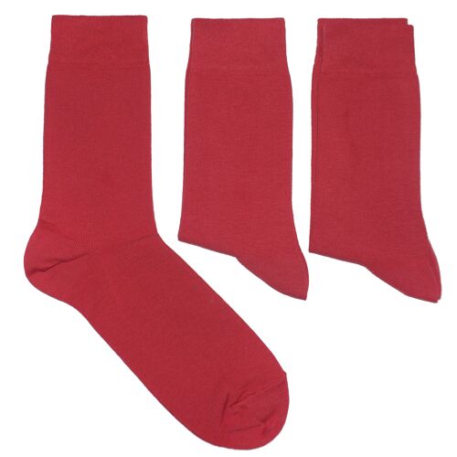 Basic Socks for Men 3-Pair Set >>Apple Red<< Plain color business cotton socks