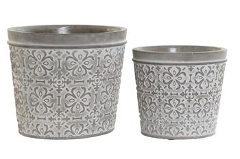 JARDINIÈRE SET 2 CIMENT 17X17X15 GRIS MC178768 1