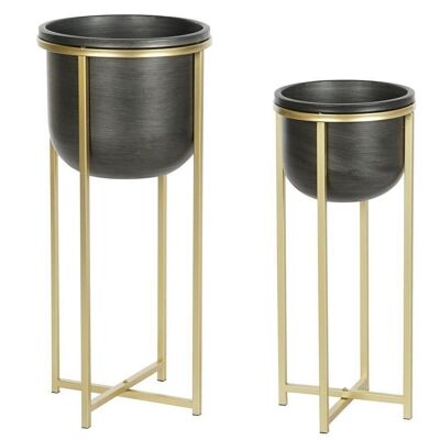 JARDINIÈRE SET 2 MÉTAL 28X28X65 NOIR MC205993
