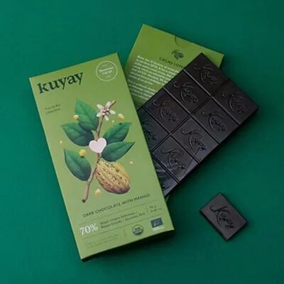 70% pure origin dark chocolate with mango