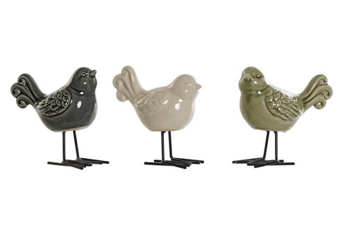 FIGURA PORCELANA METAL 15X9X14 PAJARO 3 SURT. FD178489