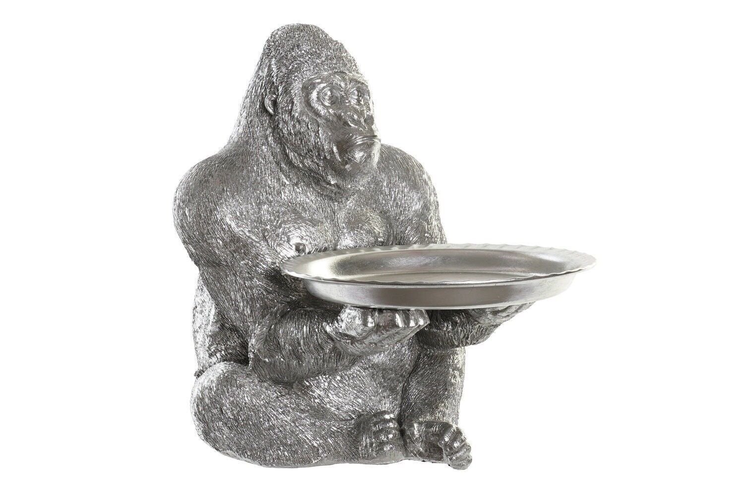 FIGURA IN RESINA 38X55X52 GORILLA ARGENTO FD194724