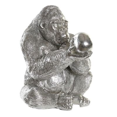 FIGURA IN RESINA 38,5X33X43,5 GORILLA ARGENTO FD194725