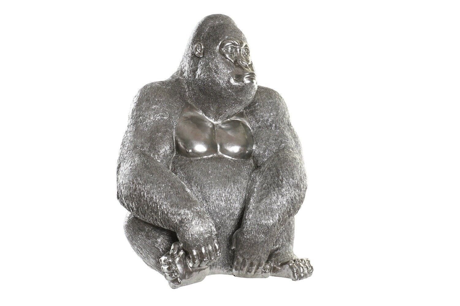 FIGURA IN RESINA 46X40X61 GORILLA ARGENTO FD194726