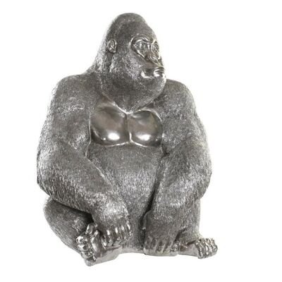 FIGURINE RÉSINE 46X40X61 GORILLE ARGENT FD194726