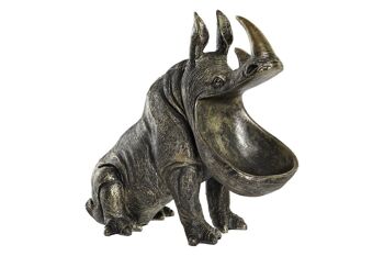 FIGURINE EN RÉSINE 31.5X17.5X30.5 RHINO EN CUIVRE FD194728 1