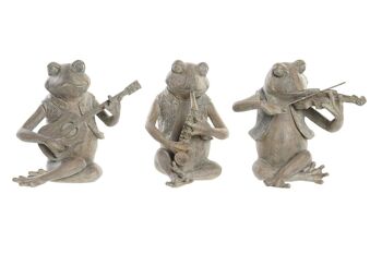 FIGURINE EN RÉSINE 23X19.5X22.5 GRENOUILLE MUSICIENNE 3 ASSORTIMENTS. FD194730 1