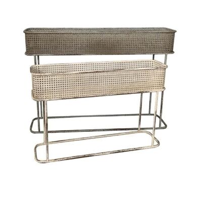 PLANTER SET 2 METAL 100X22X70 AGED GRAY MC206185