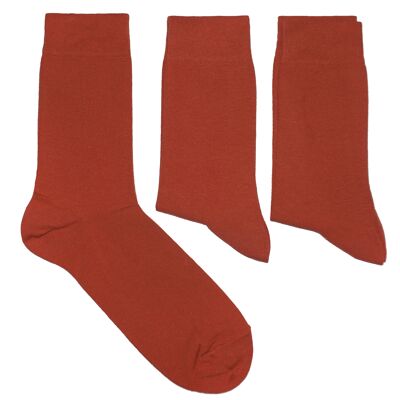 Basic Socks for Men 3-Pair Set >>Chili<< Plain color business cotton socks