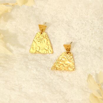 Boucles d'oreilles pendentif triangle martelé 3