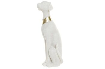 FIGURINE RÉSINE 20X12,5X43,5 CHIEN QUARTZ BLANC FD181256 1