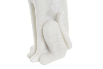 FIGURINE RÉSINE 20X12,5X43,5 CHIEN QUARTZ BLANC FD181256 3