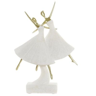 FIGURINE RÉSINE 24X9X35 DANSEURS QUARTZ BLANC FD181258