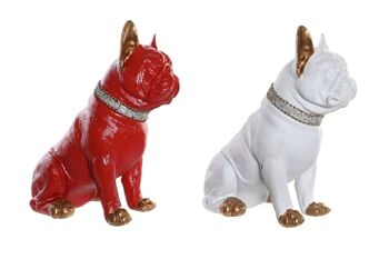 FIGURINE EN RÉSINE 26X15X28,5 CHIEN BULLDOG 2 ASSORTIMENTS. FD205380 1