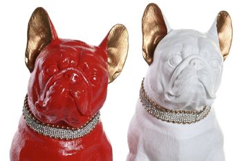 FIGURINE EN RÉSINE 26X15X28,5 CHIEN BULLDOG 2 ASSORTIMENTS. FD205380 2