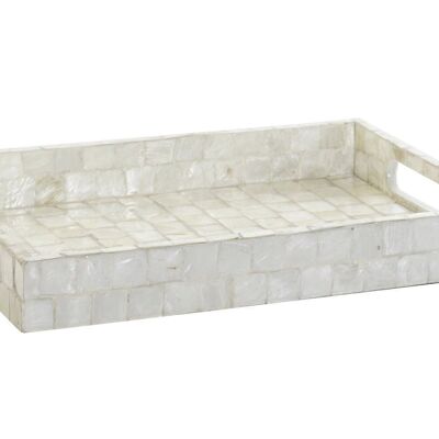 BANDEJA DECORACION BAMBU NACAR 30,5X20,5X4 BLANCO LD205422