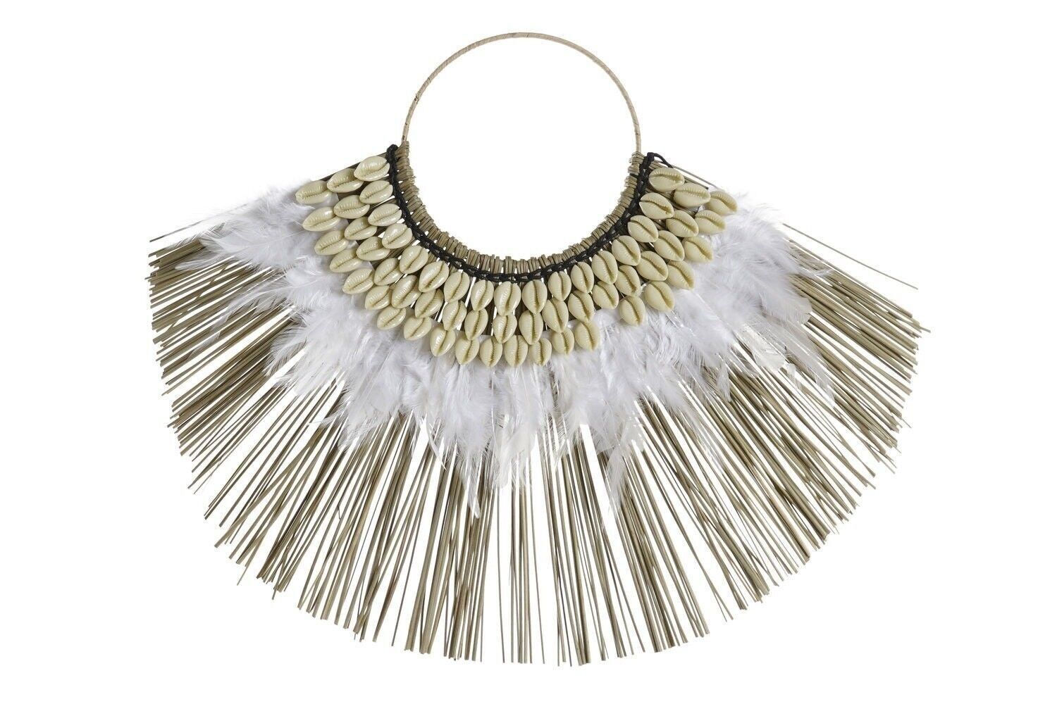 DECORAZIONE PARETE CONCHIGLIE DI PIUME 56X36X2 BIANCO DP191370