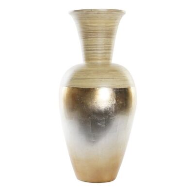 BAMBOO MOTHER OF PEARL VASE 25X25X53 NATURAL BICOLOR LEAVES JR190998