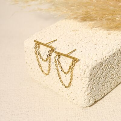 Orecchini con barra sottile e catene