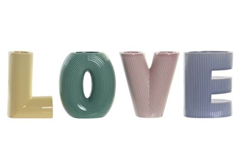 DECORACION SET 4 GRES 6,5X4X9,5 LOVE MULTICOLOR DH203304