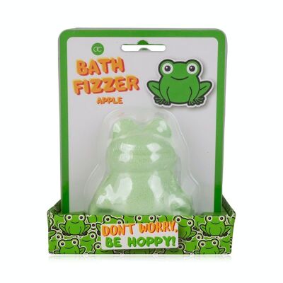 Badefizzer HAPPY ANIMALS in the shape of a frog in a gift box, bath ball / bath bomb; Scent: apple
