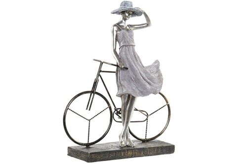 FIGURA RESINA METAL 27,5X9,5X34,5 CHICA BICI FD194750