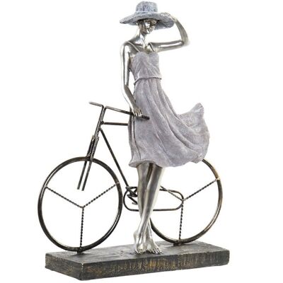 FIGURA RESINA METAL 27,5X9,5X34,5 CHICA BICI FD194750