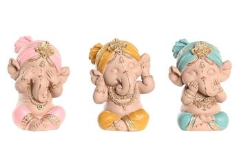 FIGURINE EN RÉSINE 7.5X6.5X9 GANESHA 3 ASSORTIMENTS. FD199807 1