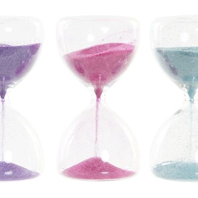 GLITTER GLASS HOURGLASS 8X8X16 2 ASSORTMENTS. DH183720