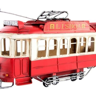 METAL DECORATION VEHICLE 30X11X21 RED TRAM MO131438