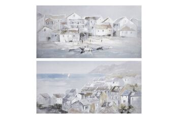 TABLEAU SUR TOILE 140X3.5X70 VILLAGE 2 ASSORTIS. CU203950 1