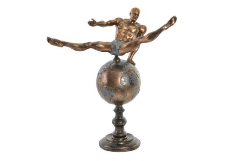 FIGURA RESINA 29X16X33 GIMNASTA ENVEJECIDO DORADO FD194755