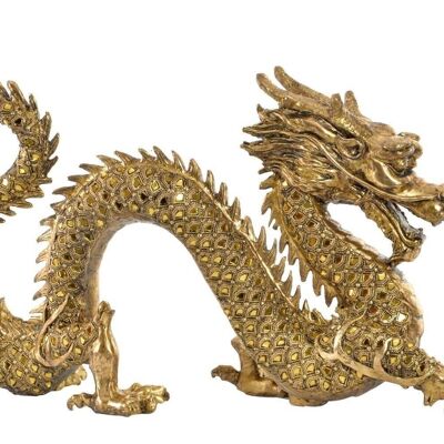 FIGURE RÉSINE MIROIR 52X14X32 DRAGON DORÉ FD194758