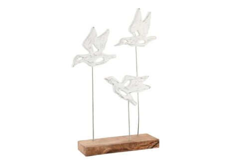 FIGURA MANGO HIERRO 32X10X51 PAJAROS BLANCO FD200903