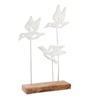 FIGURA MANGO HIERRO 32X10X51 PAJAROS BLANCO FD200903