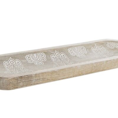 CENTRE DE TABLE MANGUE 46X13,5X3,5 HAMSA DÉCAPAGE MARRON LD186497