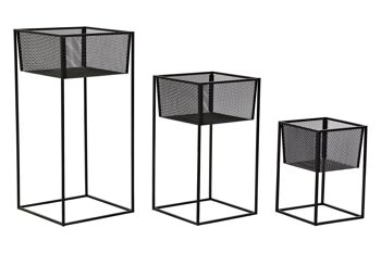 JARDINIÈRE SET 3 ACIER 28X28X60 NOIR MC185958 1