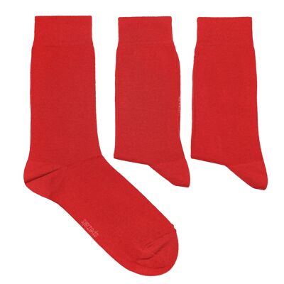 Calzini basici da uomo Set da 3 paia >>Rosso<< Calzini da lavoro in cotone tinta unita