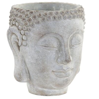 CEMENT PLANTER 19X18X20 GRAY AGED BUDDHA MC186542