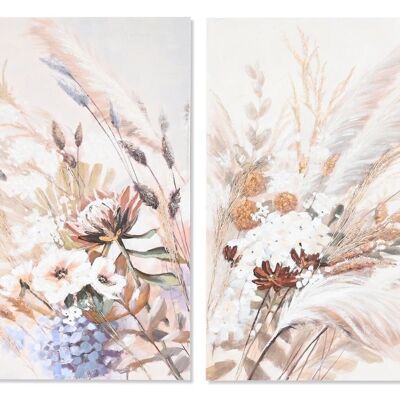 TABLEAU TOILE PIN 90X3.7X120 FLEURS 2 ASSORTIMENTS. CU204576