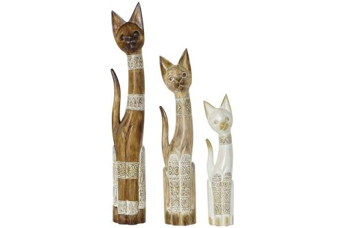 FIGURA SET 3 ALBASIA 15,5X7X99,5 GATOS NATURAL FD184820