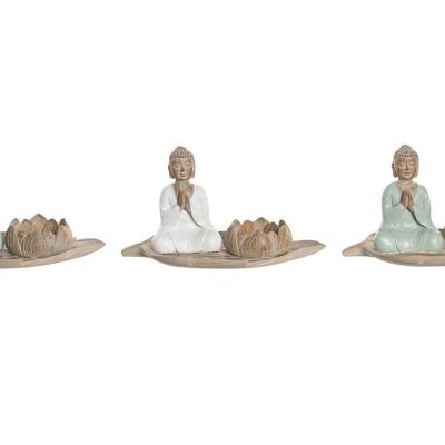 FIGURA IN RESINA 18X11,5X9,5 BUDDHA PORTACANDELA 3 ASSORTIMENTI. FD205478