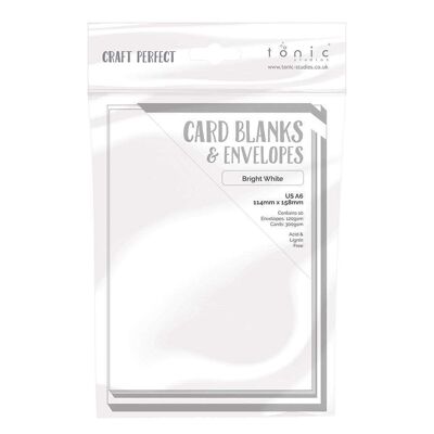 Craft Perfect - 10 tarjetas en blanco y sobres - Blanco brillante - US A6 - 9266e