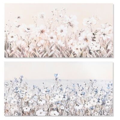 Bild auf Leinwand aus Kiefernholz, 120 x 3,5 x 60 cm, Blumen, 2 Sortierungen. CU204577