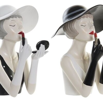 FIGURA IN RESINA 26,5X20X30,5 RAGAZZA CON CAPPELLO 2 ASSORTIMENTI. FD195171