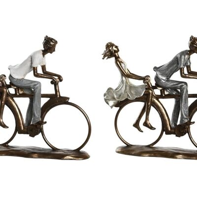 FIGURINE EN RÉSINE 27X9.5X23 COUPLE VÉLO 2 ASSORTIMENTS. FD205483