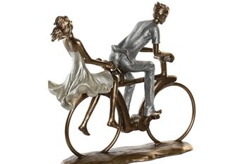 FIGURINE EN RÉSINE 27X9.5X23 COUPLE VÉLO 2 ASSORTIMENTS. FD205483 3