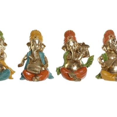 FIGURINE EN RÉSINE 22X17X28 GANESHA MUSICIEN 4 ASSORTIMENTS. RF177253