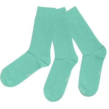 Ensemble de 3 paires de chaussettes basiques pour homme >>Vert menthe<< Chaussettes en coton de couleur unie 2
